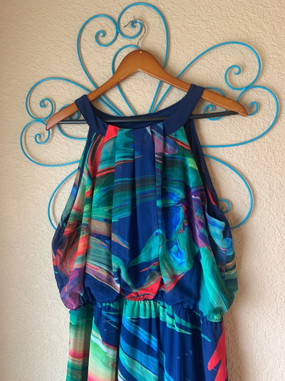 Signature by Robbie Bee Navy Multicolor print Dress - Picture 2 of 6